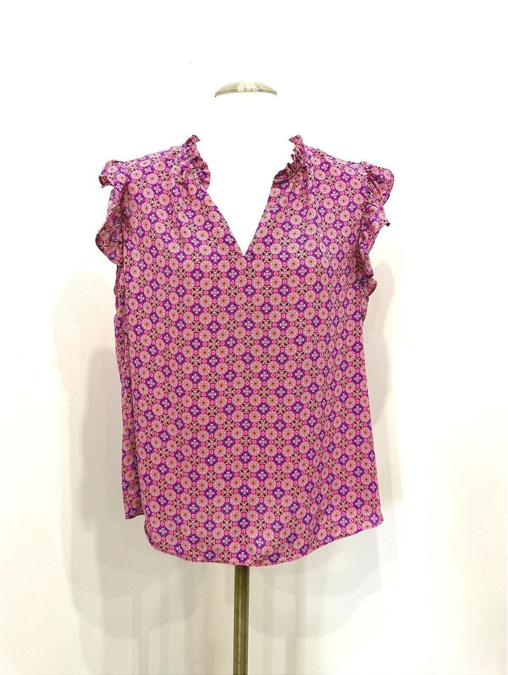 Nanette Lepore Purple Floral Sleeveless Blouse Size L